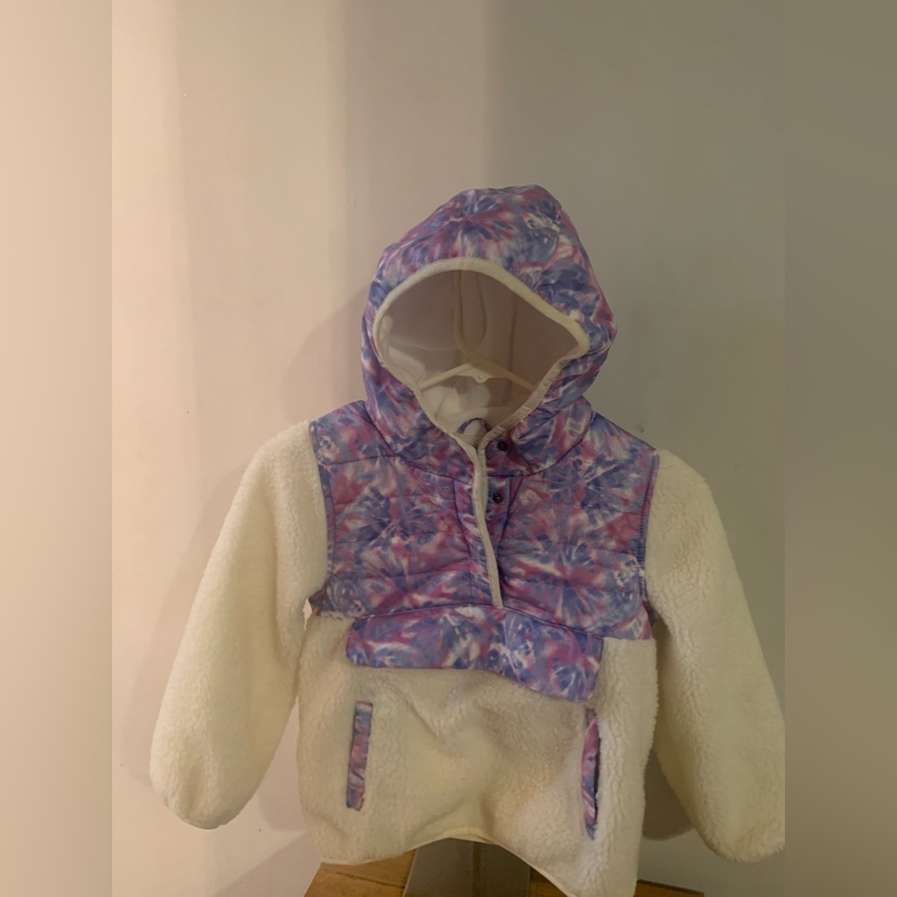 1 Madison Jacket Size 5 Toddler Girls Sherpa Pullover Cute White Purple …